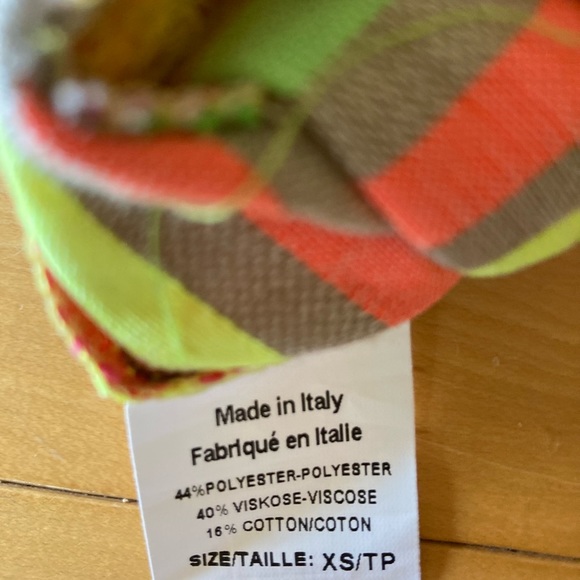 Neon Striped Paper Bag Polyester Blend Shorts Womens Size XS - Picture 3 of 8